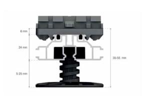Legar aluminiowy tarasowy PR24 - 32 klipsy GRAD, Stopki regulowane